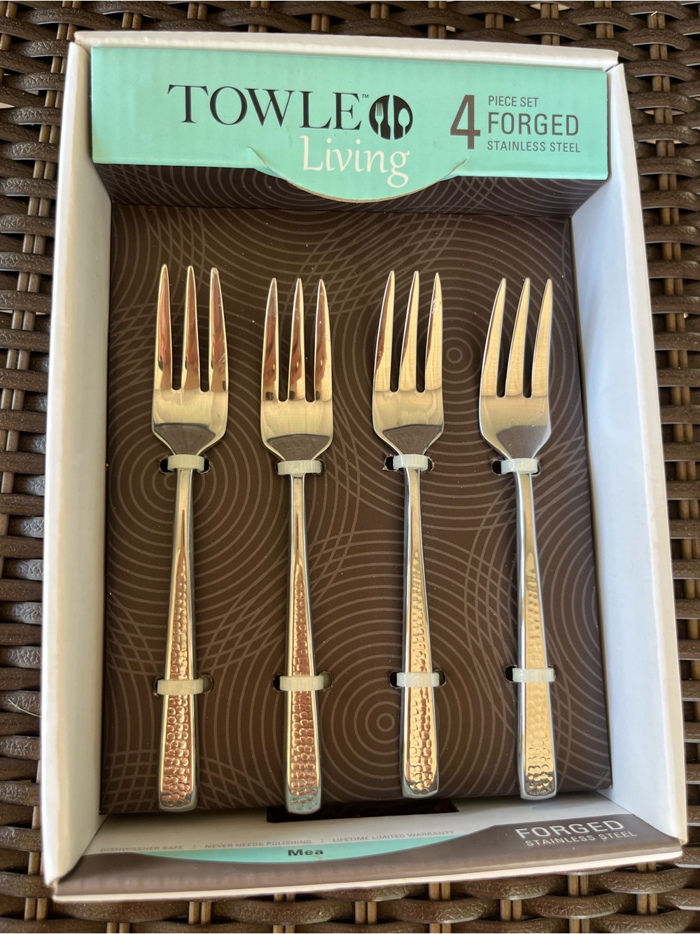 Towle Living Hammered Stainless Steel Cocktail Forks - Silver